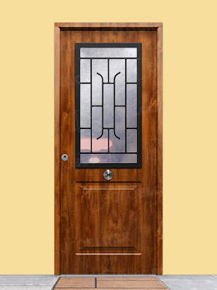 Puerta Galvanizada Metálica Clas-CR-Reja | 1110 Saga 100 Cristal Embero (Cara Interior Lisa)